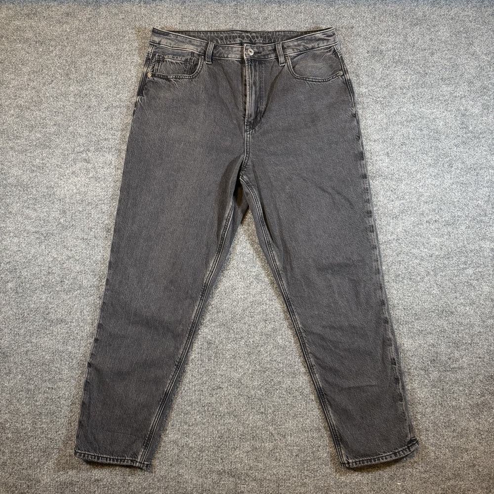 American Eagle Women's 12 Short Black Strigid Mom Jeans High Rise 26 Inseam